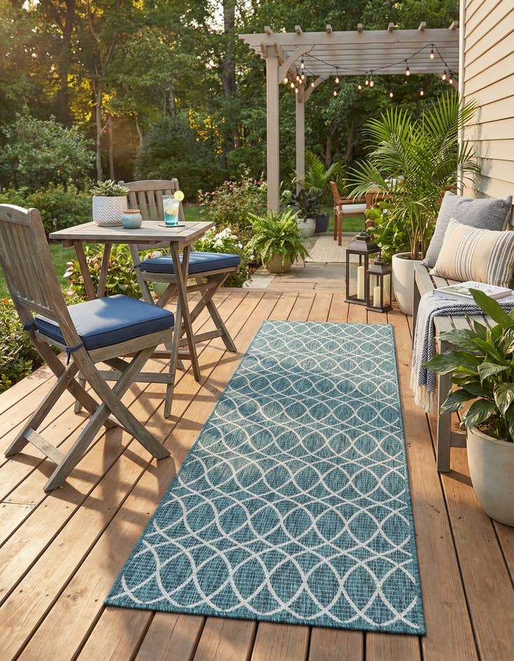 Detail image of 3' x 10' Easy-Clean Trellis Indoor / Outdoor Runner Rug