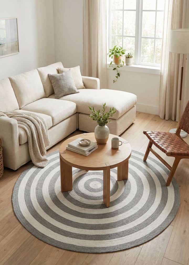 7' 10 x 7' 10 Easy-Clean Eco Verse Washable Indoor / Outdoor Round Rug