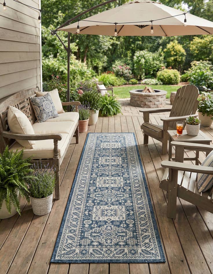 Detail image of 2' 7 x 12'  Washable Aztec Indoor / Outdoor Runner Rug