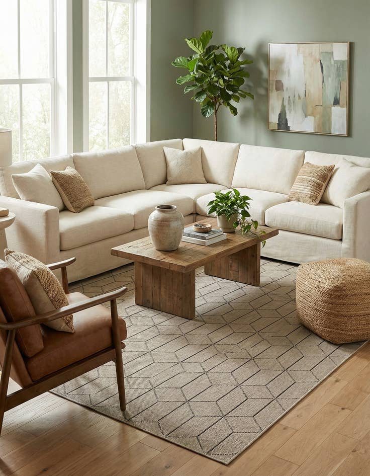 Detail image of  10' x 14' 1  Washable Lattice Indoor / Outdoor Rug