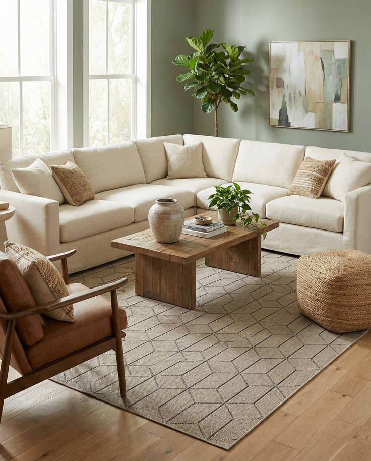 Detail image of 10' x 14' 1 Easy-Clean Lattice Indoor / Outdoor Rug
