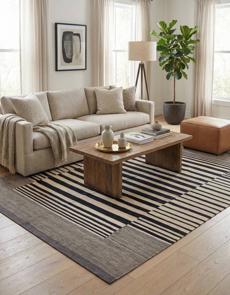 Detail image of 6' 10 x 9' 6  Hand Woven Kilim Modern Wool Rug