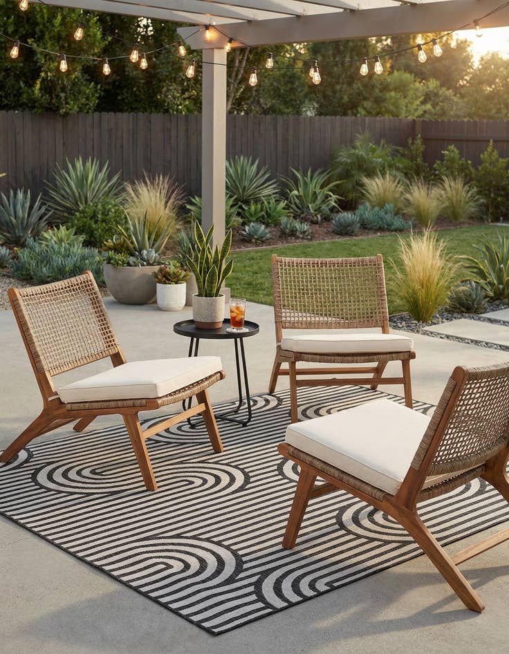 Detail image of 7' 10 x 7' 10  Washable Modern Indoor / Outdoor Square Rug