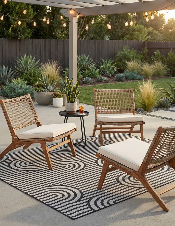 7' 10 x 7' 10 Easy-Clean Modern Indoor / Outdoor...