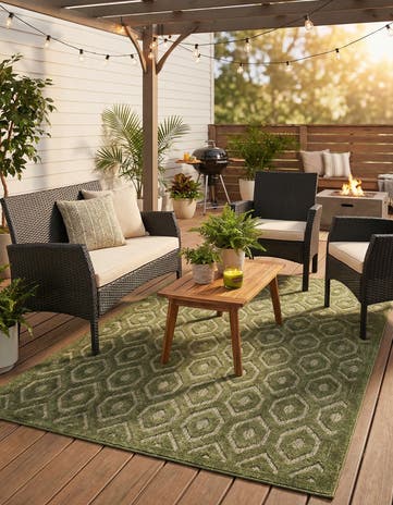 6' x 9' Easy-Clean Trellis Textured Indoor / Outdoor Rug