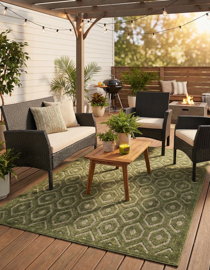 6' x 9' Easy-Clean Trellis Textured Indoor...