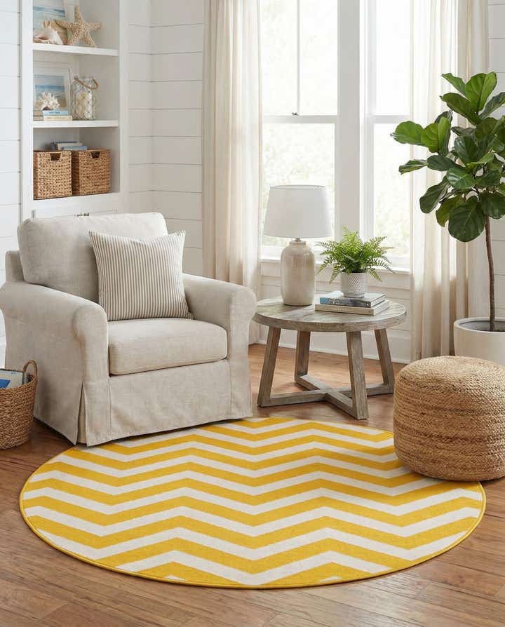 4' x 4' Easy-Clean Coastal Indoor / Outdoor Round Rug