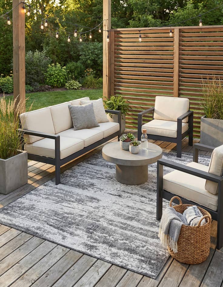 Detail image of 5' 3 x 8'  Washable Modern Indoor / Outdoor Rug