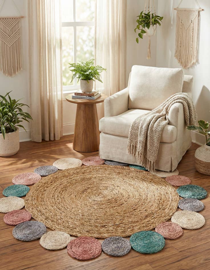 Detail image of 3' 1 x 3' 1  Hand Braided Jute Round Rug