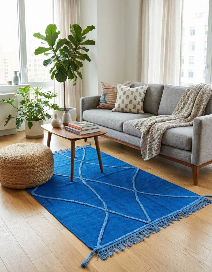 Detail image of 3' 4 x 5' 1  Hand Woven Kilim Modern Wool Rug