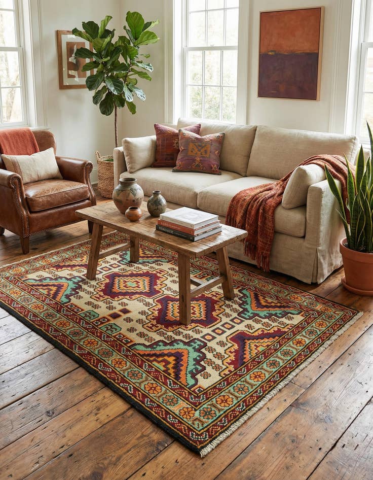 Detail image of 3' 4 x 5' Hand Knotted Balouch Rug