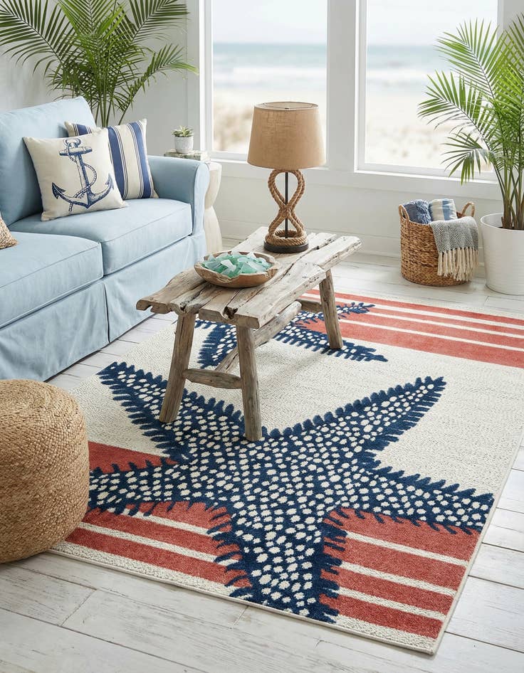 Detail image of  5' 3 x 8'  Washable Belize Indoor / Outdoor Rug