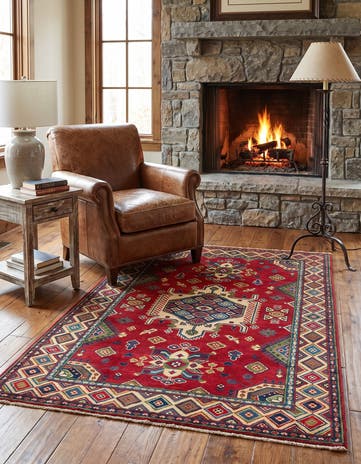 4' x 6' 4 Hand Knotted Kazak Rug