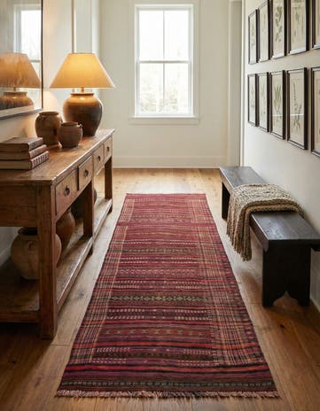 4' 5 x 9' 9 Hand Woven Kilim Fars Wool Runner Rug