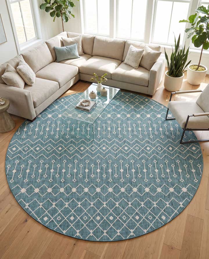 10' 8 x 10' 8 Easy-Clean Trellis Indoor / Outdoor Round Rug