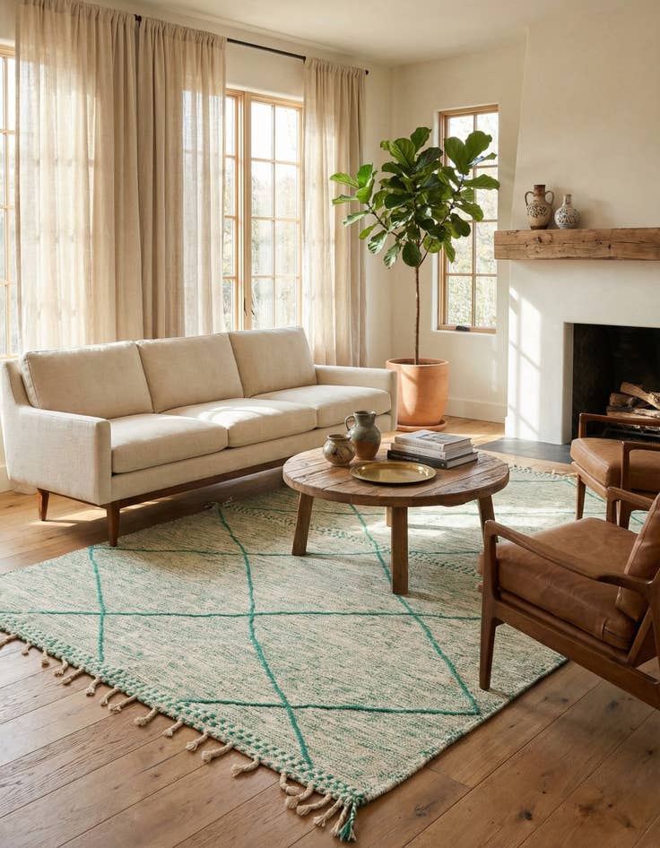 Detail image of 5' 9 x 8' 11  Hand Knotted Moroccan Wool Rug