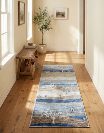 Blue Gray Gabbeh Runner Rug