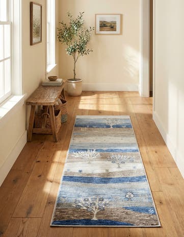 Blue Gray Gabbeh Runner Rug
