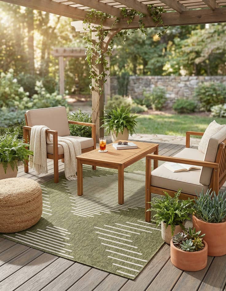 Detail image of  7' x 10'  Washable Modern Indoor / Outdoor Rug