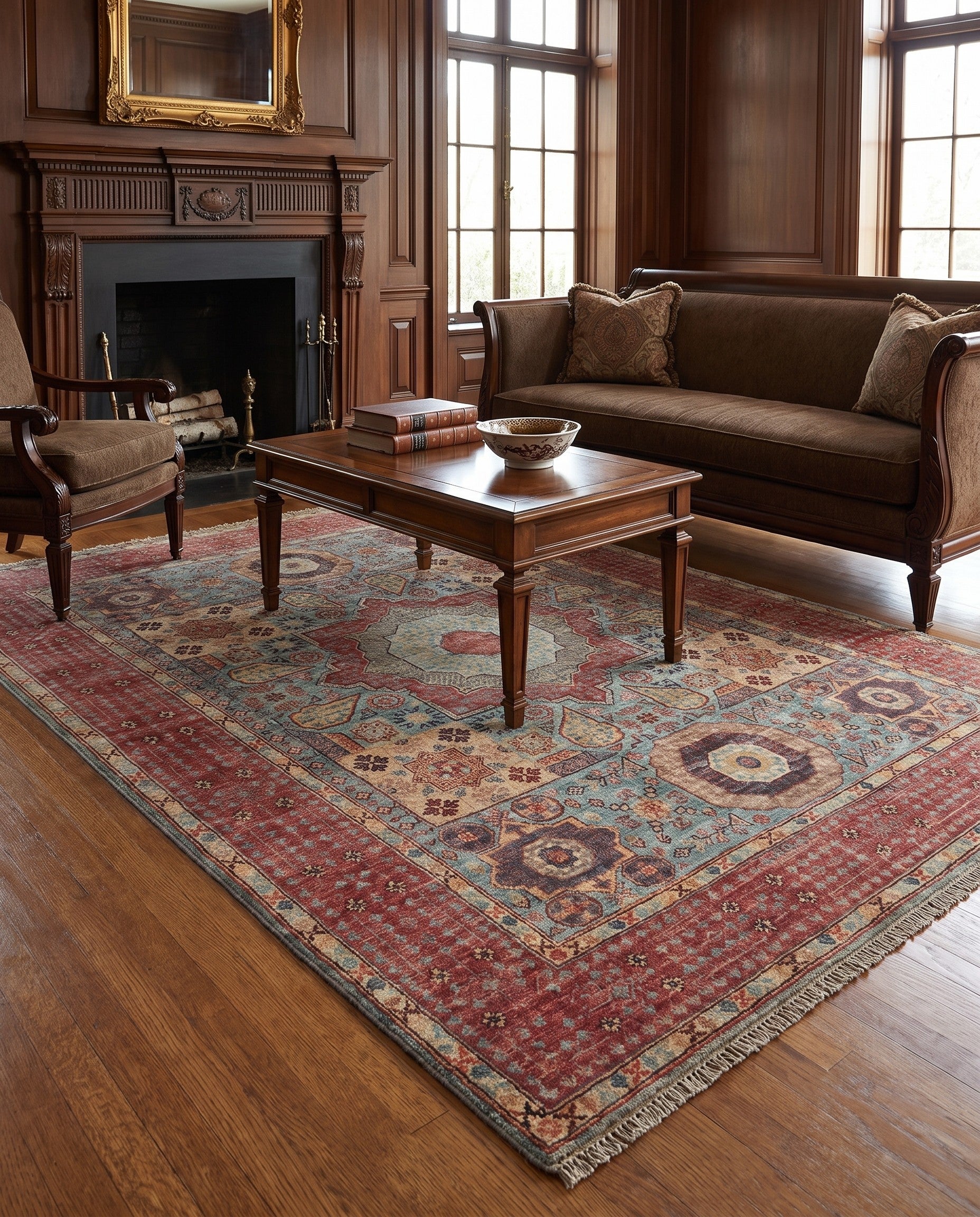 5' 1 x 6' 10 Hand Knotted Mamluk Ziegler Rug