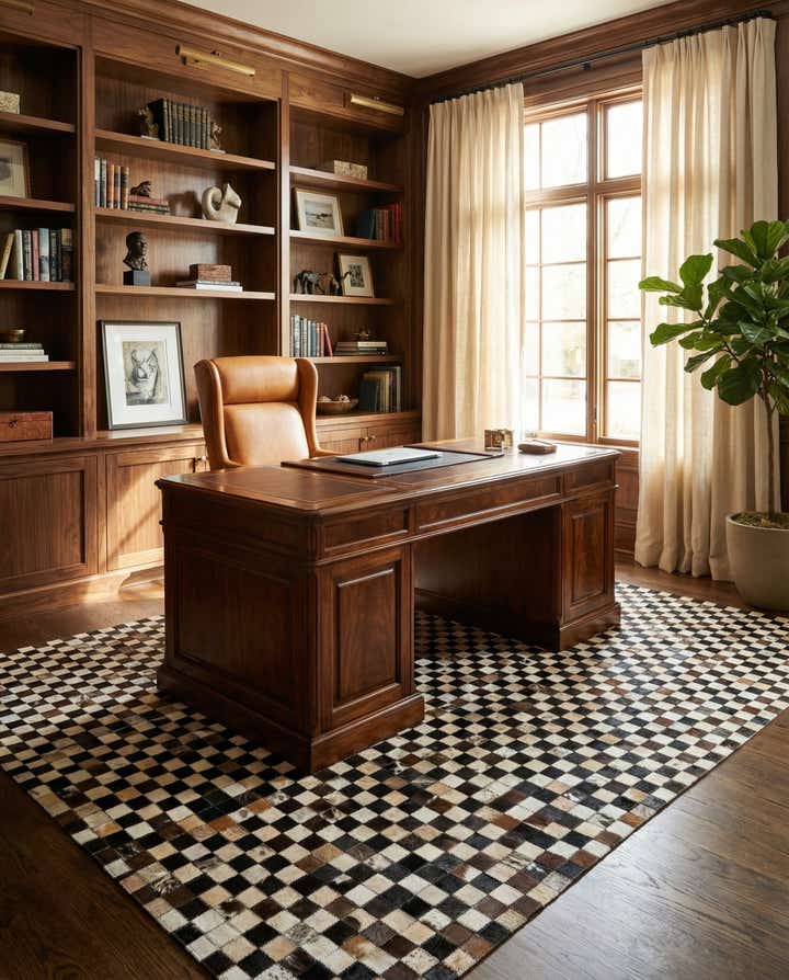 5' 1 x 8' 2 Cowhide Leather Rug