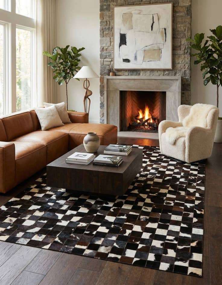 Detail image of 5' 1 x 8' Cowhide Stocks Rug