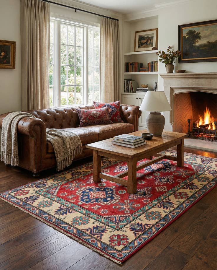 Detail image of 3' 4 x 5' Hand Knotted Kazak Rug