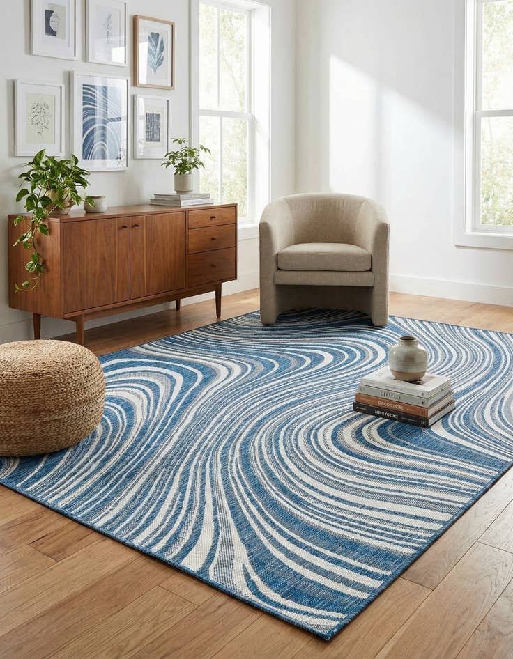 Detail image of 7' 10 x 11'  Washable Modern Indoor / Outdoor Rug
