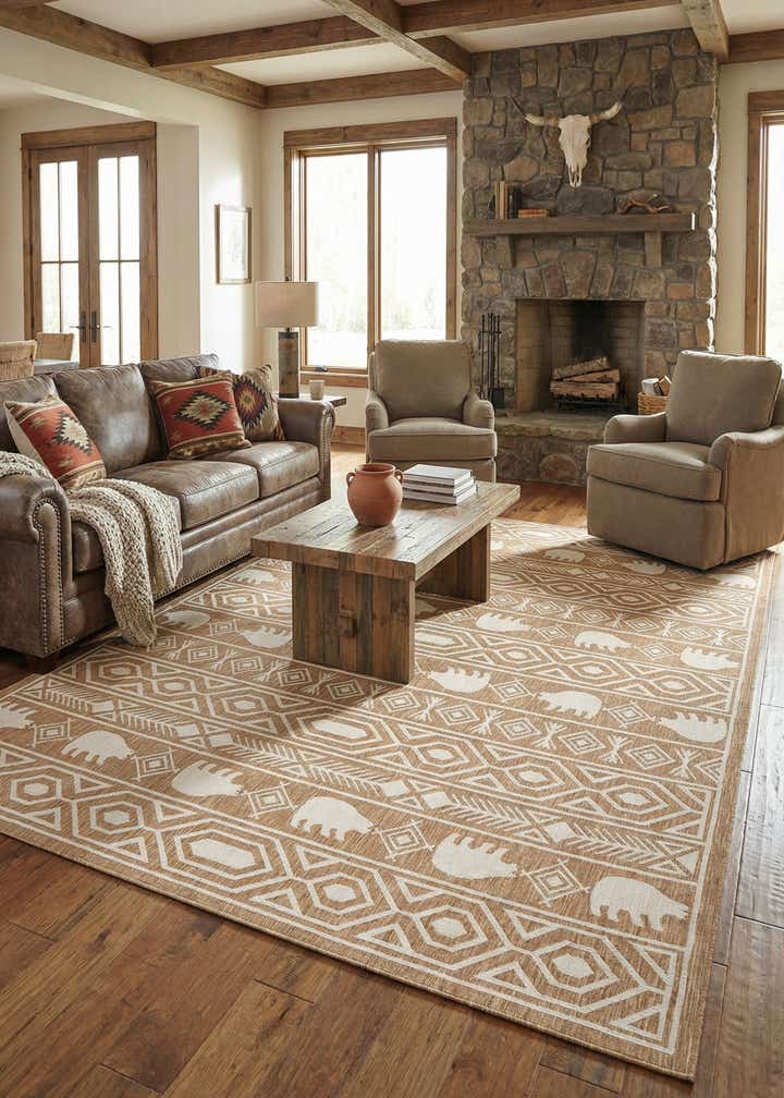 10' x 14' Easy-Clean Southwestern Indoor / Outdoor Rug