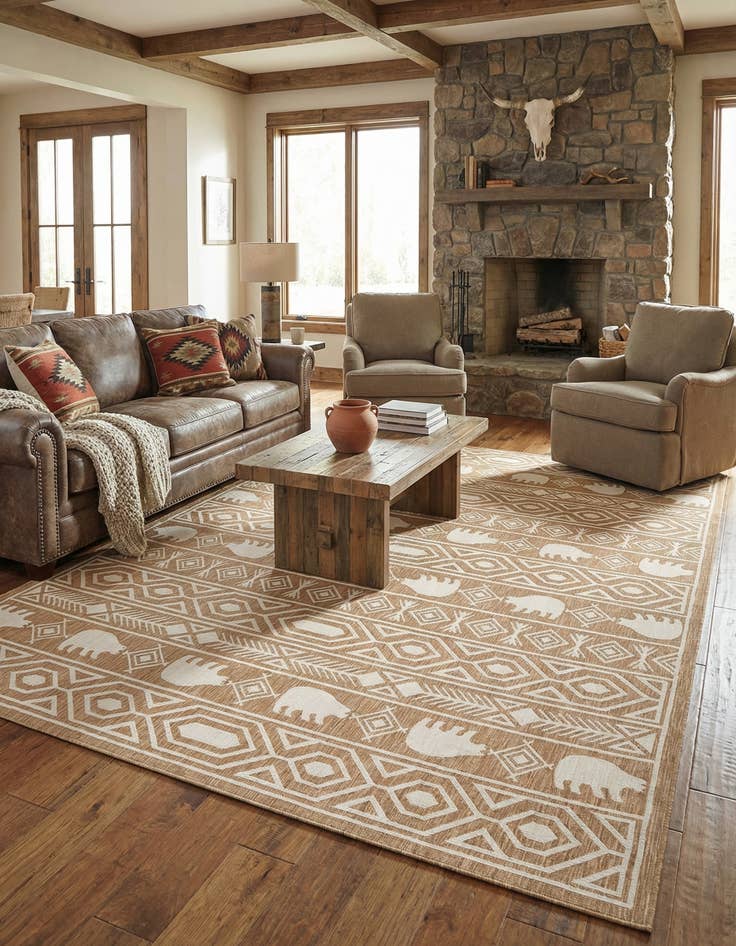 Detail image of 10' x 14' Easy-Clean Southwestern Indoor / Outdoor Rug