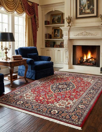 4' 9 x 6' 9 Hand Knotted Qom Persian Rug