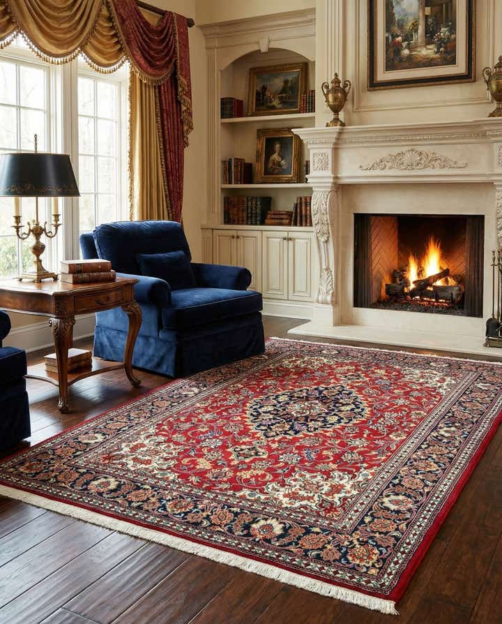 4' 9 x 6' 9 Hand Knotted Qom Persian Rug