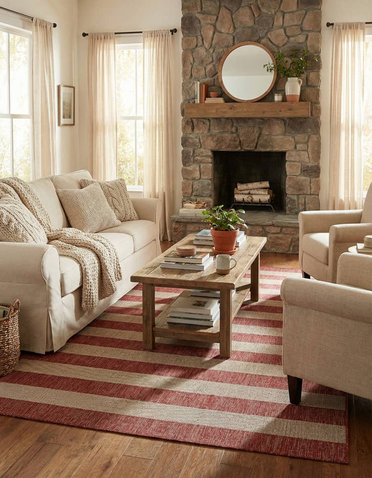 Detail image of 7' x 10'  Washable Striped Indoor / Outdoor Rug