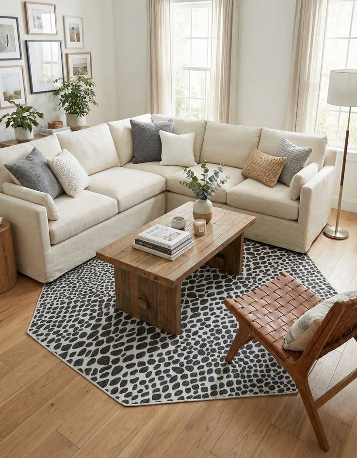 Detail image of 7' 10 x 7' 10  Washable Jill Zarin Cape Town Indoor / Outdoor Octagon Rug