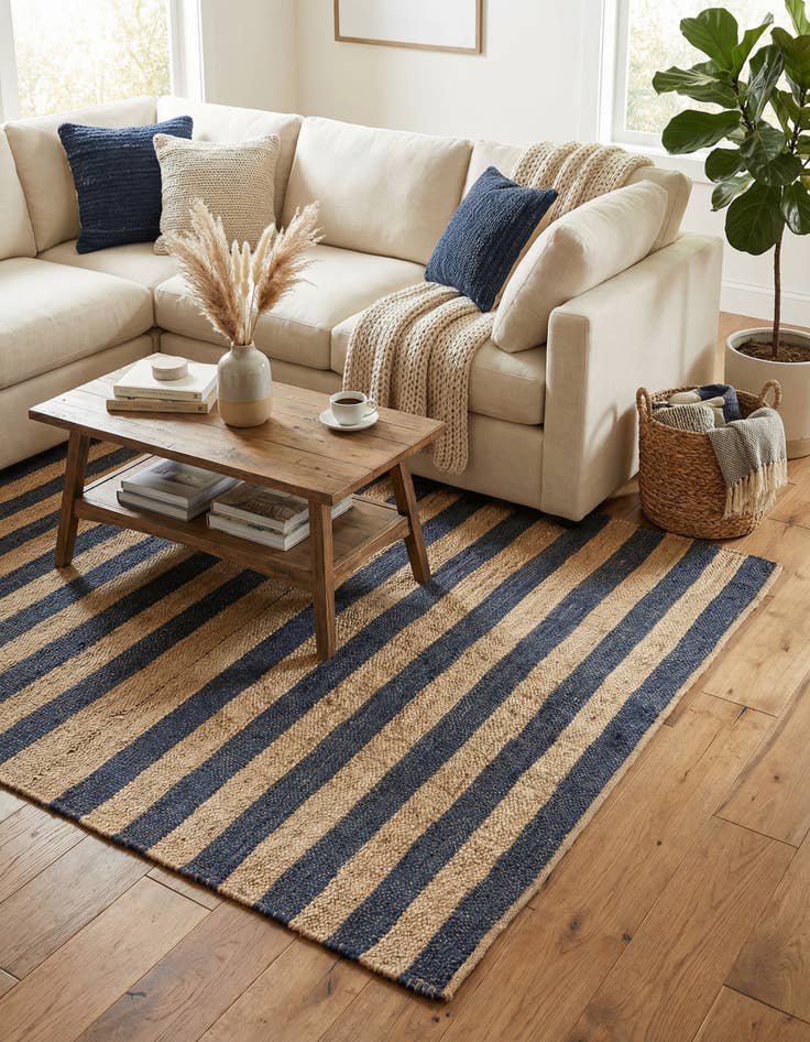 Detail image of 6' 1 x 9'  Hand Braided Jute Rug