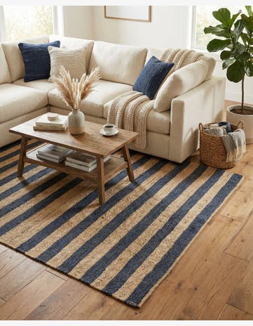 Navy Ivory Handmade Braided Jute Rug