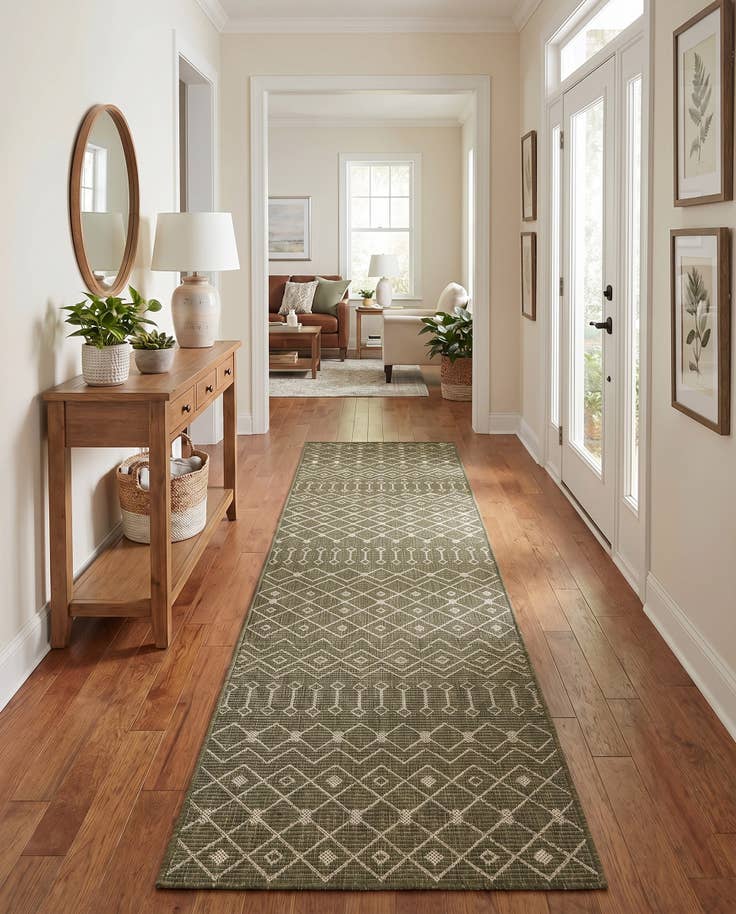 Detail image of 2' 7 x 12' Easy-Clean Trellis Indoor / Outdoor Runner Rug