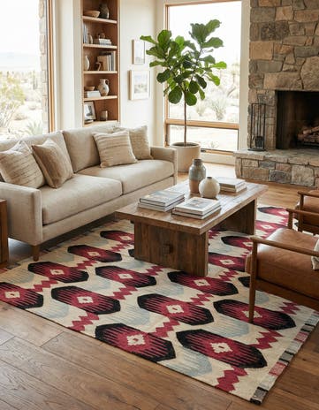 6' 4 x 7' 10 Hand Woven Kilim Modern Wool Rug