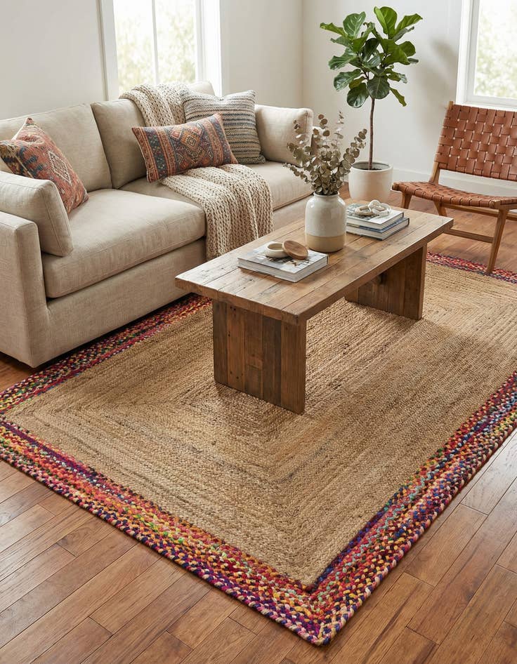 Detail image of 6' 1 x 9'  Hand Braided Jute Rug