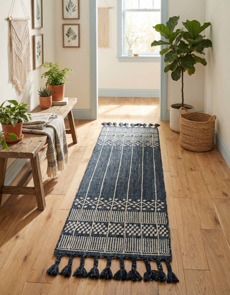 Detail image of 2' 2 x 8' 2 Easy-Clean Eco Bohemian Indoor / Outdoor Runner Rug