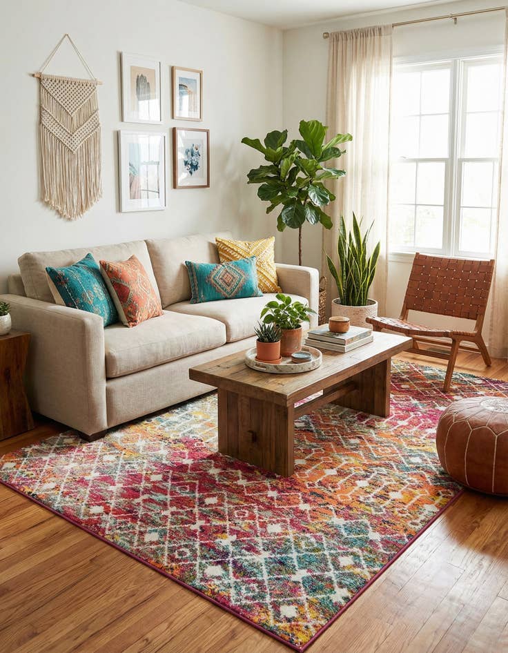 Detail image of 6' x 9' Moroccan Trellis Rug