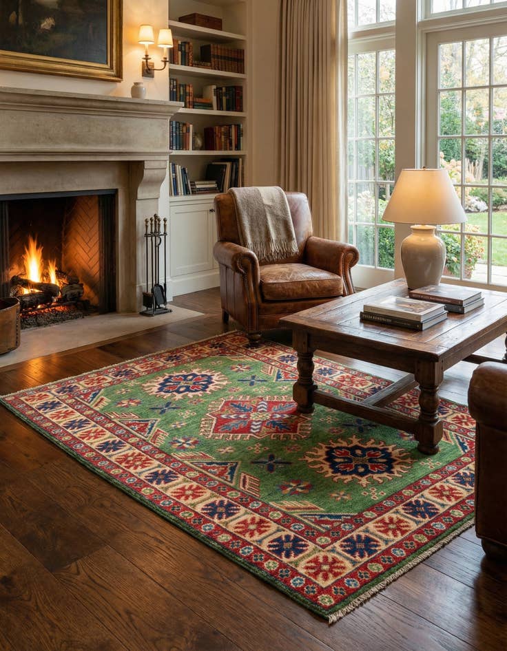 Detail image of 3' 4 x 5' 2  Hand Knotted Kazak Rug