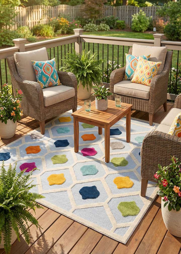 7' 10 x 7' 10 Easy-Clean Aruba Indoor / Outdoor Square Rug