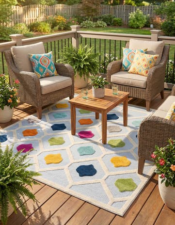 Gray Easy-Clean Aruba Indoor / Outdoor Square Rug