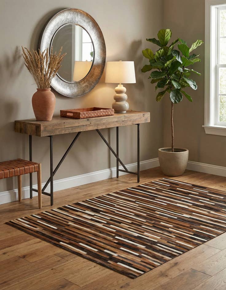 Detail image of 5' 1 x 7' 10 Cowhide Leather Rug