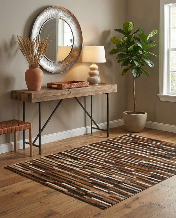 5' 1 x 7' 10 Cowhide Leather Rug