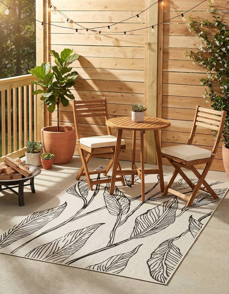 Detail image of  5' 3 x 8'  Washable Botanical Indoor / Outdoor Rug