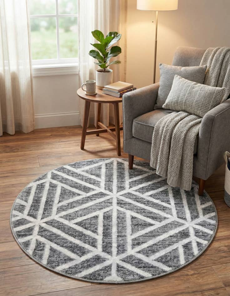 Detail image of  3' 3 x 3' 3 Lattice Trellis Round Rug