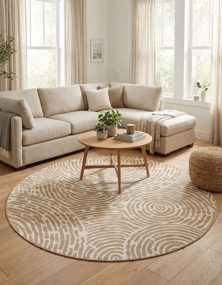 Detail image of  6' x 6'  Washable Modern Indoor / Outdoor Round Rug