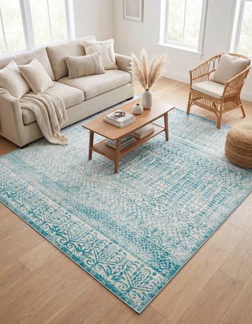 Jill Zarin Teal Uptown Cloisters Square Rug